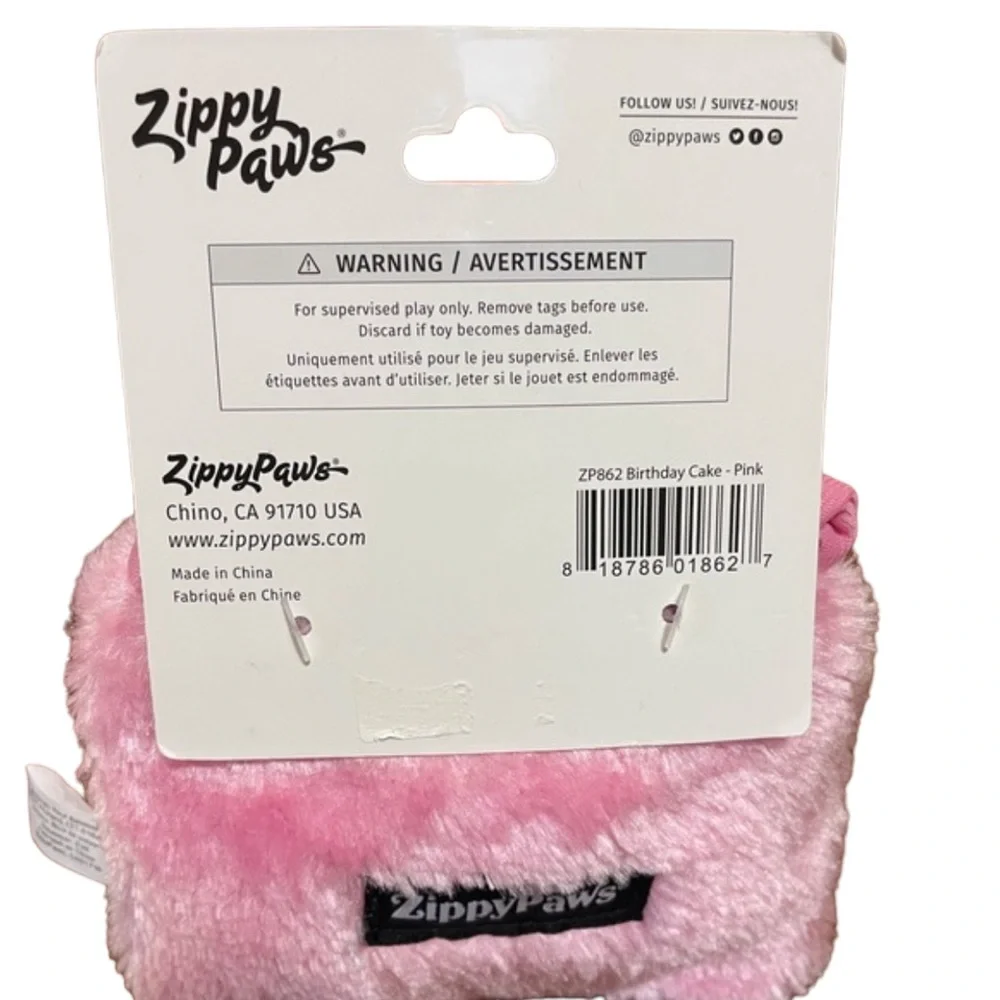 Zippy Paws Plush Birthday Cake Slice Dog Toy NEW!
